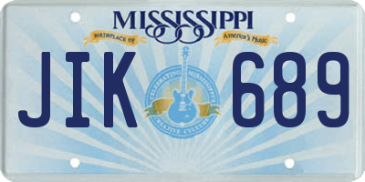 MS license plate JIK689