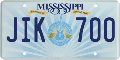 MS license plate JIK700