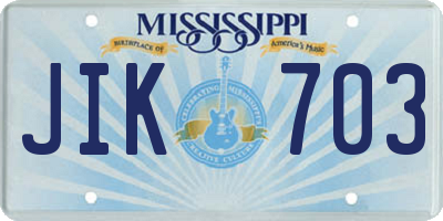 MS license plate JIK703