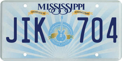 MS license plate JIK704