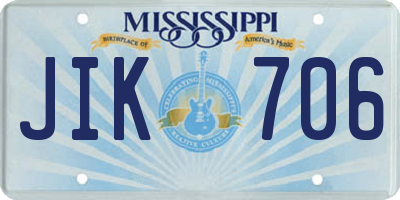 MS license plate JIK706