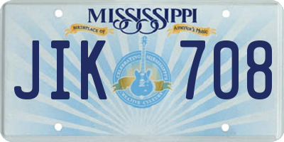 MS license plate JIK708