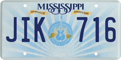 MS license plate JIK716