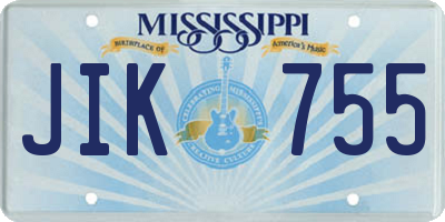 MS license plate JIK755