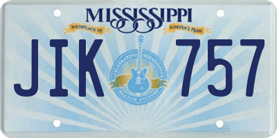 MS license plate JIK757