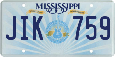 MS license plate JIK759