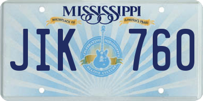 MS license plate JIK760
