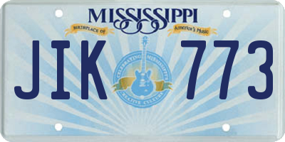 MS license plate JIK773