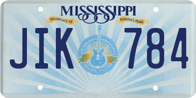 MS license plate JIK784
