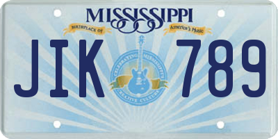 MS license plate JIK789