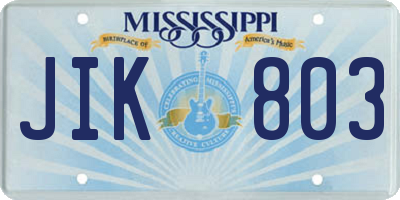 MS license plate JIK803