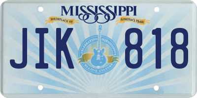 MS license plate JIK818