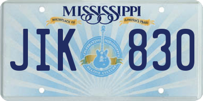 MS license plate JIK830