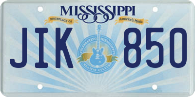 MS license plate JIK850