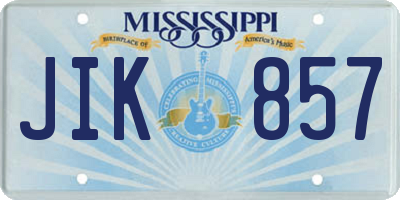 MS license plate JIK857