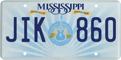 MS license plate JIK860