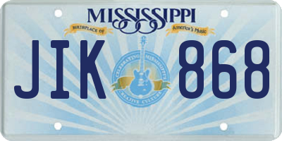 MS license plate JIK868