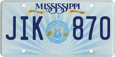 MS license plate JIK870