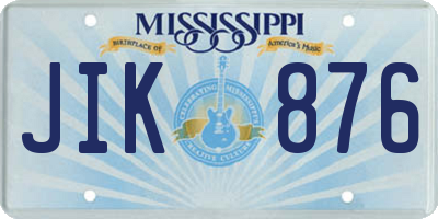 MS license plate JIK876