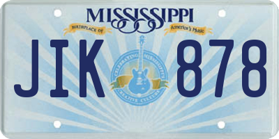 MS license plate JIK878