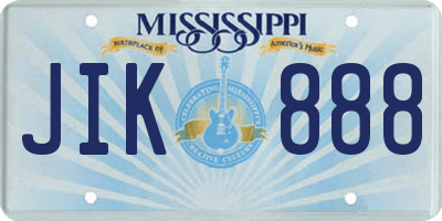 MS license plate JIK888
