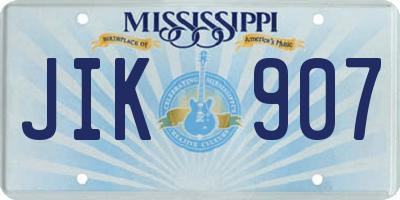 MS license plate JIK907