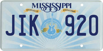 MS license plate JIK920