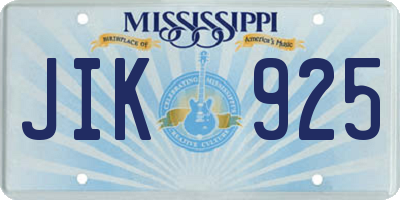 MS license plate JIK925