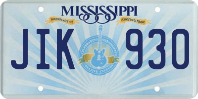 MS license plate JIK930