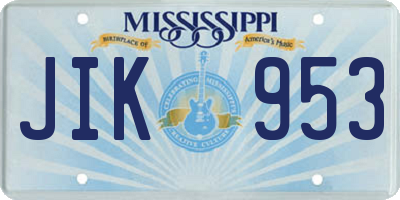 MS license plate JIK953