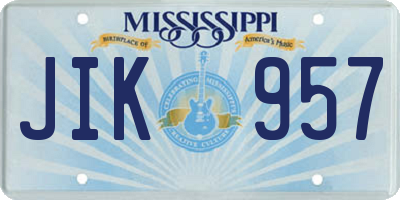 MS license plate JIK957