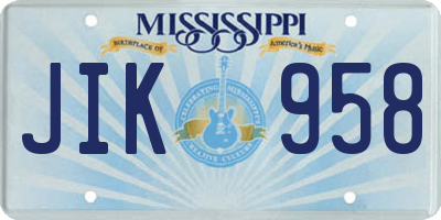 MS license plate JIK958