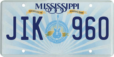 MS license plate JIK960