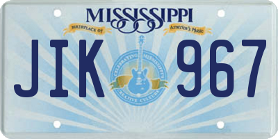 MS license plate JIK967