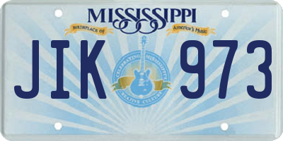 MS license plate JIK973