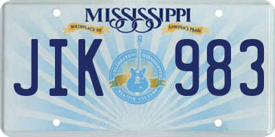 MS license plate JIK983