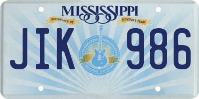 MS license plate JIK986