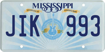 MS license plate JIK993