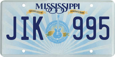 MS license plate JIK995