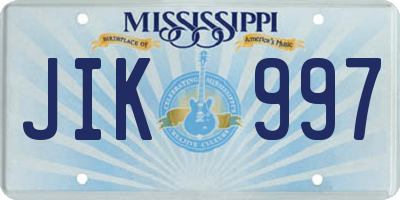 MS license plate JIK997