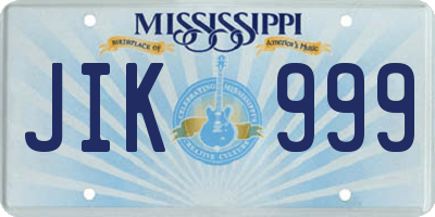 MS license plate JIK999