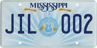 MS license plate JIL002
