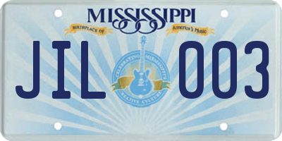 MS license plate JIL003