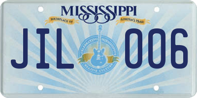 MS license plate JIL006
