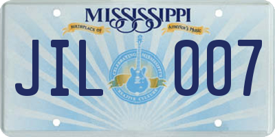 MS license plate JIL007