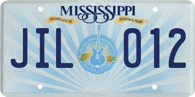 MS license plate JIL012