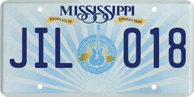 MS license plate JIL018
