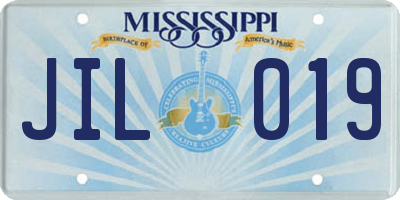 MS license plate JIL019