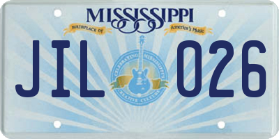 MS license plate JIL026