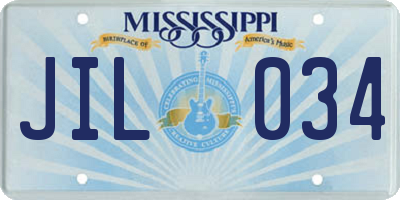 MS license plate JIL034